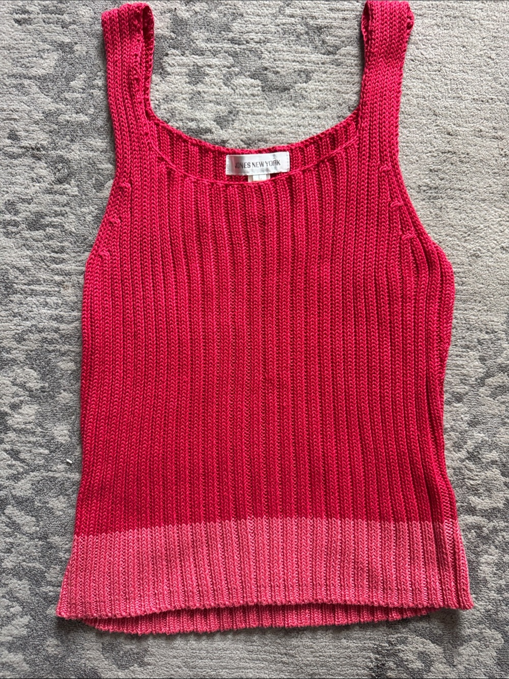 Jones New York Two-Tone Ribbed Knit Tank Top in Pink